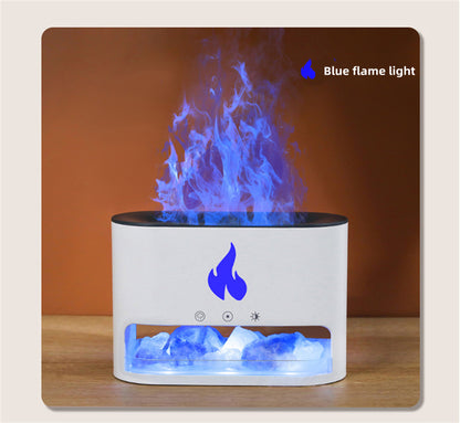 Flame Humidifier & Aromatherapy Machine - 3D Crystal Salt Stone Atmosphere Lamp