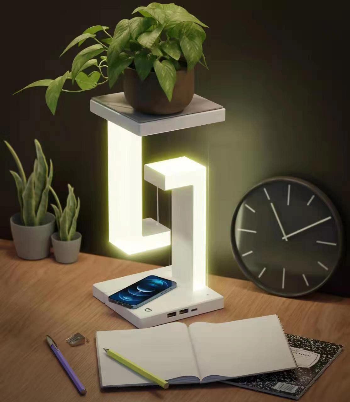 Creative Smartphone Wireless Charging Suspension Lamp - Floating LED Table Lamp for Home & Office