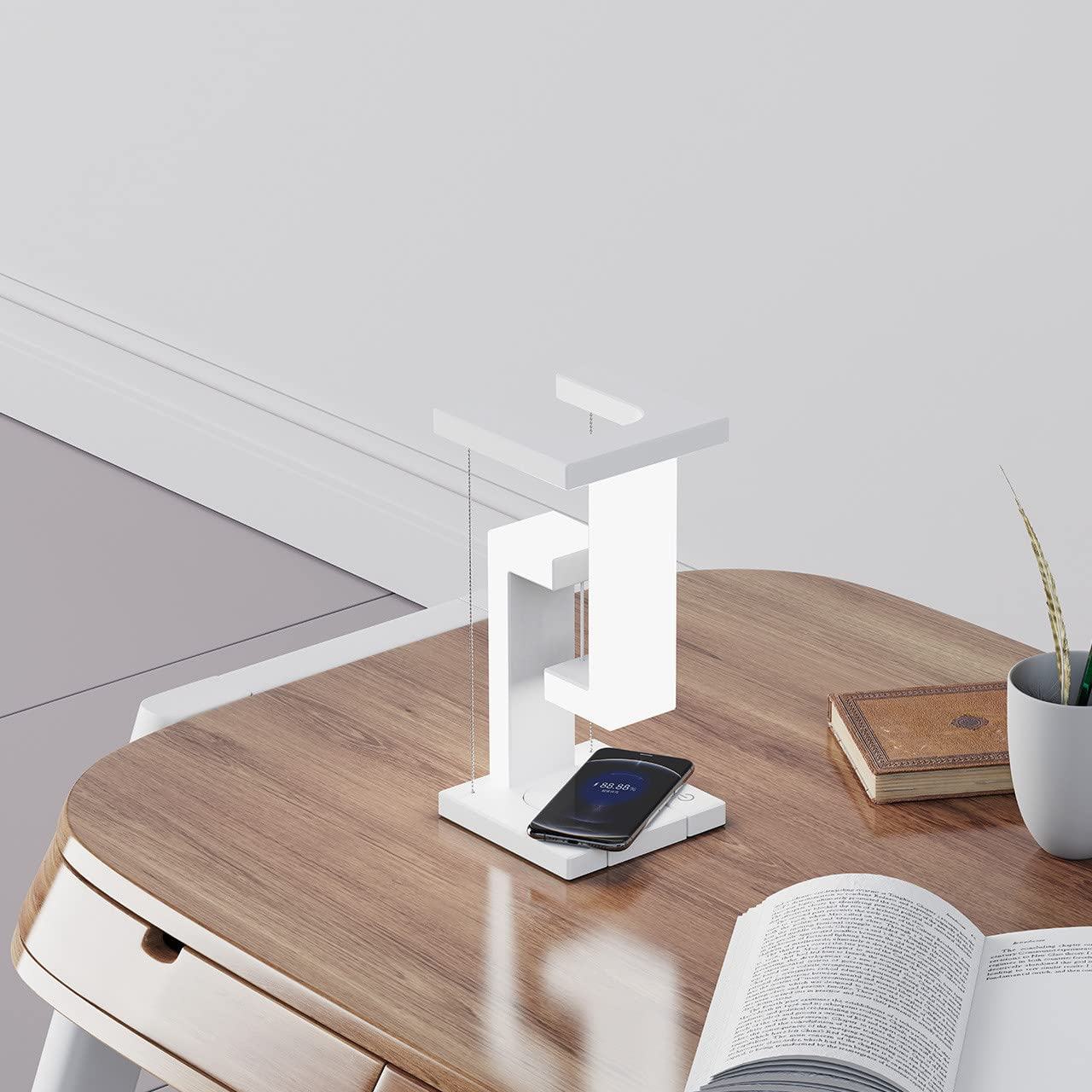 Creative Smartphone Wireless Charging Suspension Lamp - Floating LED Table Lamp for Home & Office