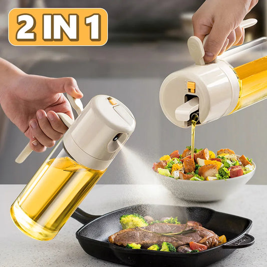 2-in-1 Oil Sprayer Bottle - BBQ Cooking & Olive Oil Dispenser with Spray and Pour Functions