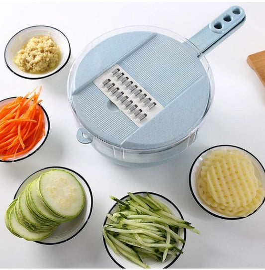 8-in-1 Mandoline Slicer & Vegetable Cutter - Multi-Function Kitchen Slicer with Grater & Peeler