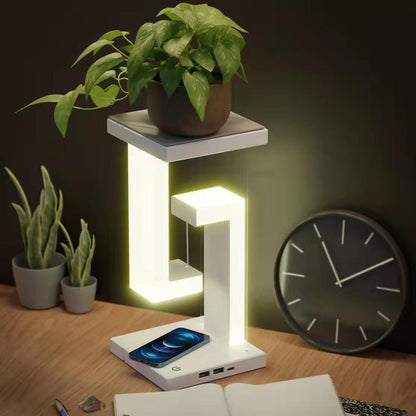 Creative Smartphone Wireless Charging Suspension Lamp - Floating LED Table Lamp for Home & Office