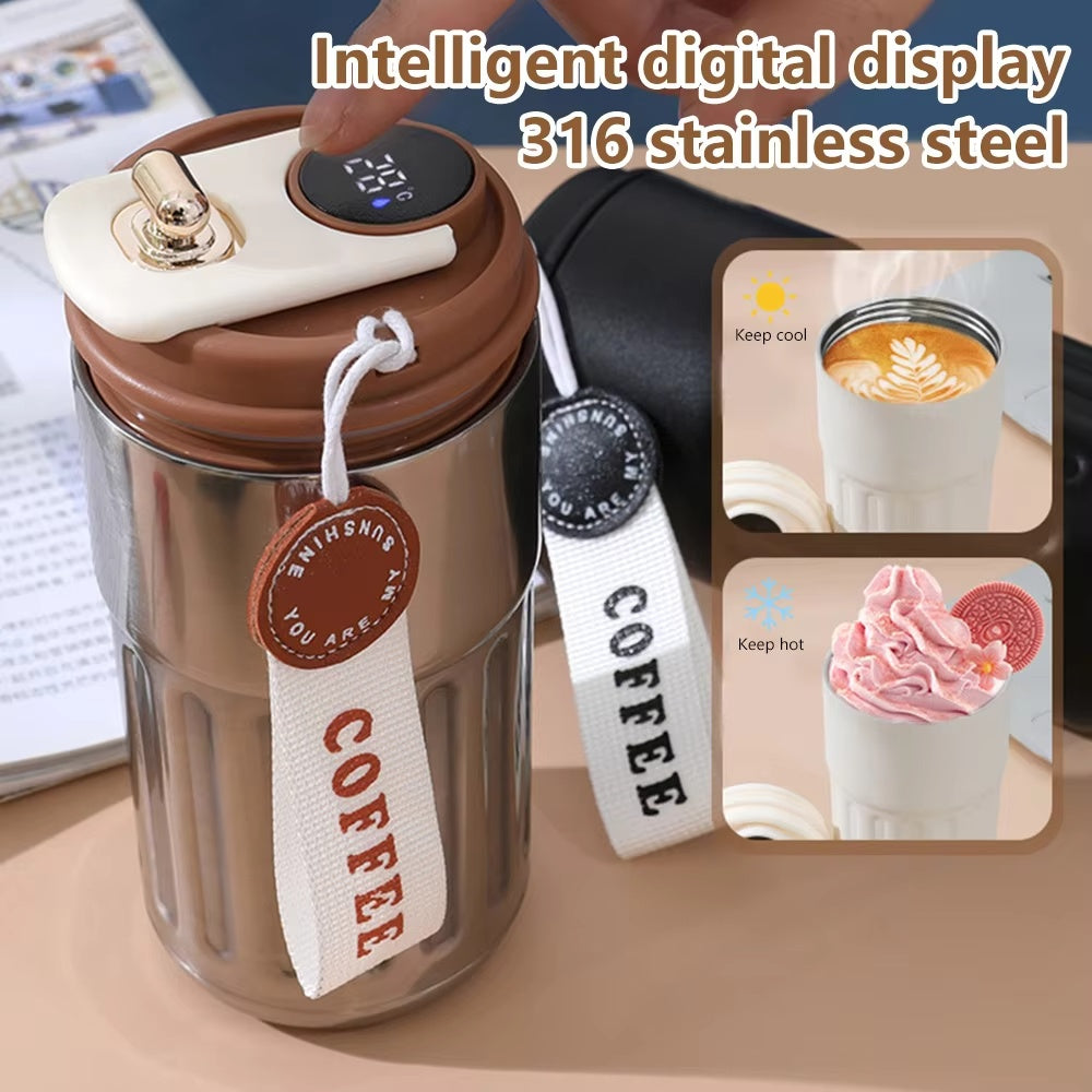 Smart Digital Thermal Bottle - Portable Stainless Steel Insulated Coffee Mug