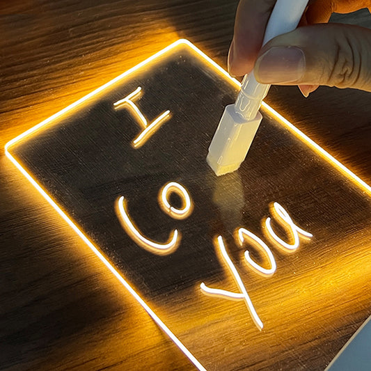 Creative LED USB Message Board Night Light - Holiday Decoration with Pen for Home & Gift