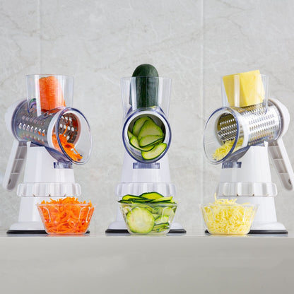 3-in-1 Vegetable Slicer & Grater - Manual Kitchen Cutter, Chopper & Shredder