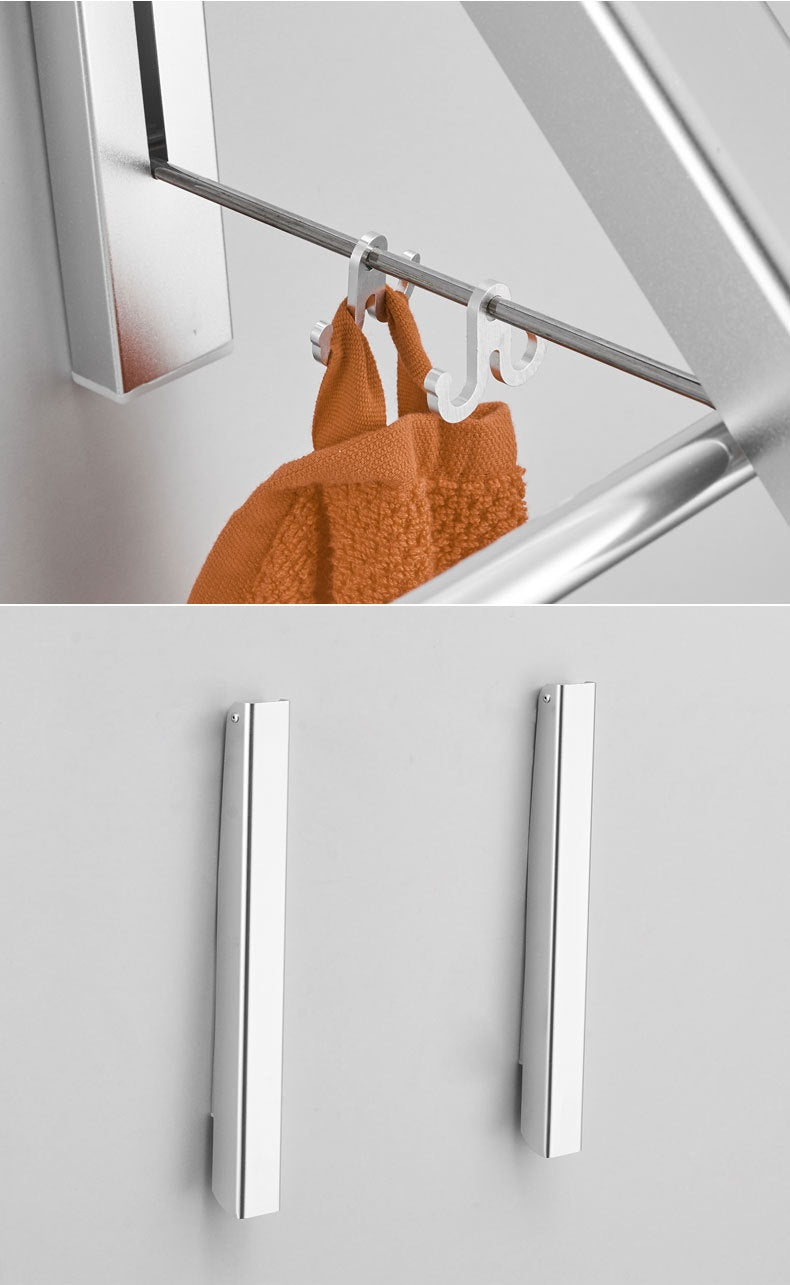 Punch-Free Space Aluminum Foldable Wall Hanger - Retractable & Invisible Clothes Rack