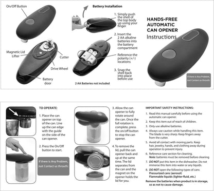 Electric Can Opener - One-Touch Automatic Jar & Bottle Opener Tool