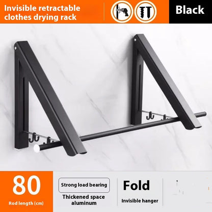 Punch-Free Space Aluminum Foldable Wall Hanger - Retractable & Invisible Clothes Rack