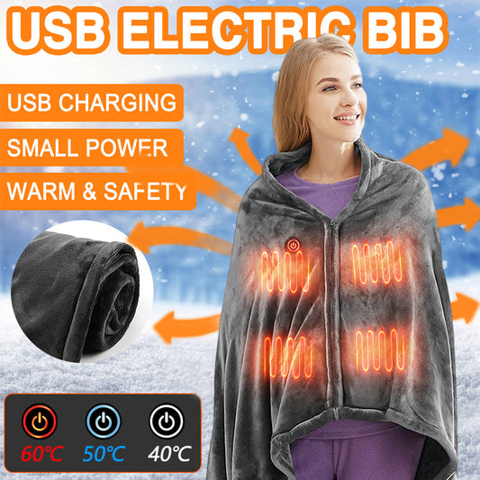 USB Heated Winter Flannel Blanket - Electric Plush Shawl for Cold Protection