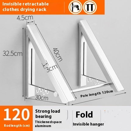 Punch-Free Space Aluminum Foldable Wall Hanger - Retractable & Invisible Clothes Rack