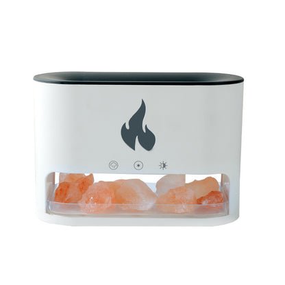 Flame Humidifier & Aromatherapy Machine - 3D Crystal Salt Stone Atmosphere Lamp